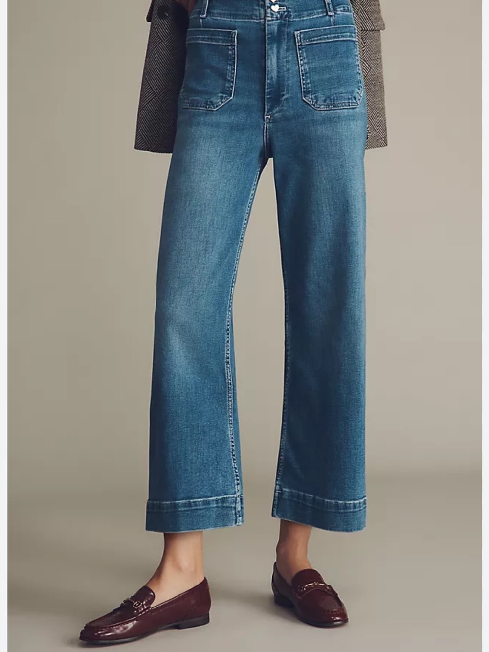 Anthropologie Maeve Colette Light Blue Wide-Leg High-Rise  cropped Jeans